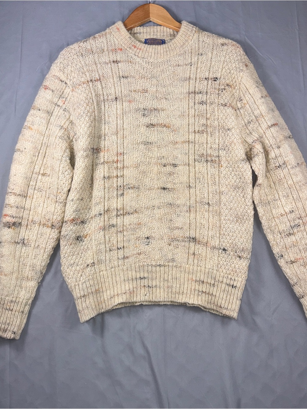 Vintage Pendleton Speckled Ribbed Sweater Men's Large Wool Crewneck